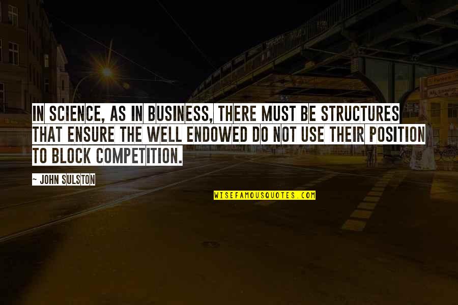 Competition In Business Quotes By John Sulston: In science, as in business, there must be