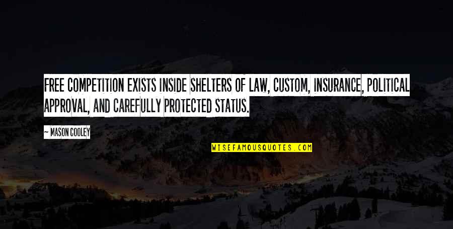 Competition Law Quotes By Mason Cooley: Free competition exists inside shelters of law, custom,