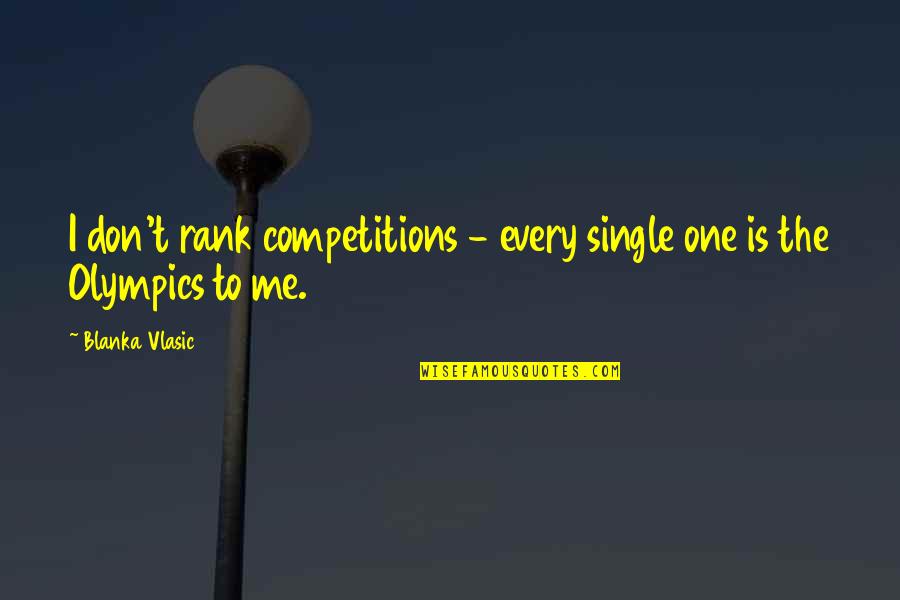 Competitions Quotes By Blanka Vlasic: I don't rank competitions - every single one