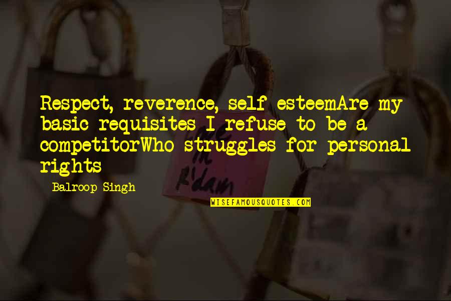Competitor Quotes By Balroop Singh: Respect, reverence, self-esteemAre my basic requisites I refuse