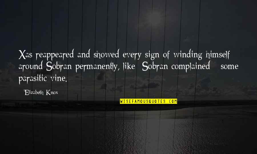 Complained Quotes By Elizabeth Knox: Xas reappeared and showed every sign of winding