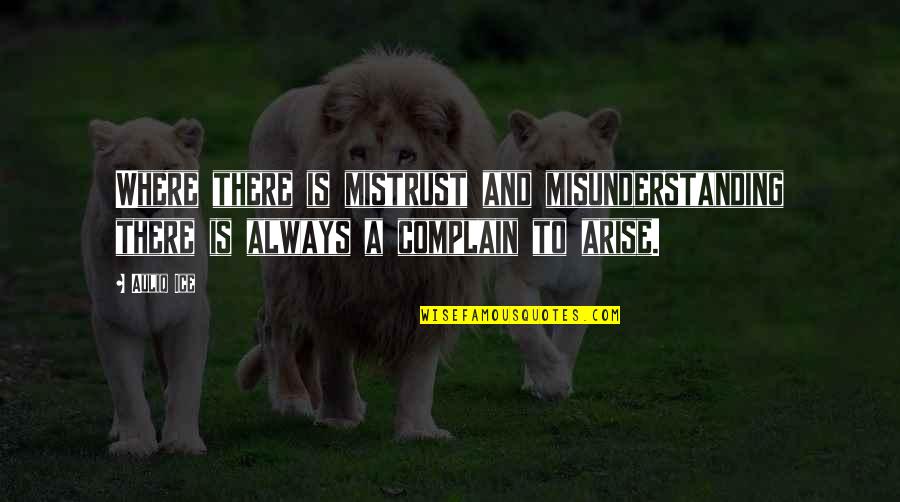 Complainers Quotes By Auliq Ice: Where there is mistrust and misunderstanding there is