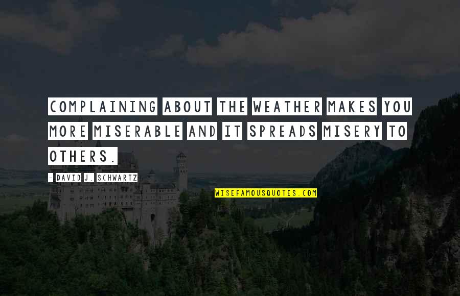 Complaining About Others Quotes By David J. Schwartz: Complaining about the weather makes you more miserable