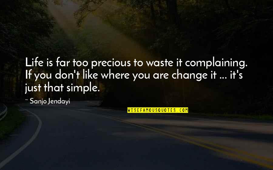 Complaining And Change Quotes By Sanjo Jendayi: Life is far too precious to waste it