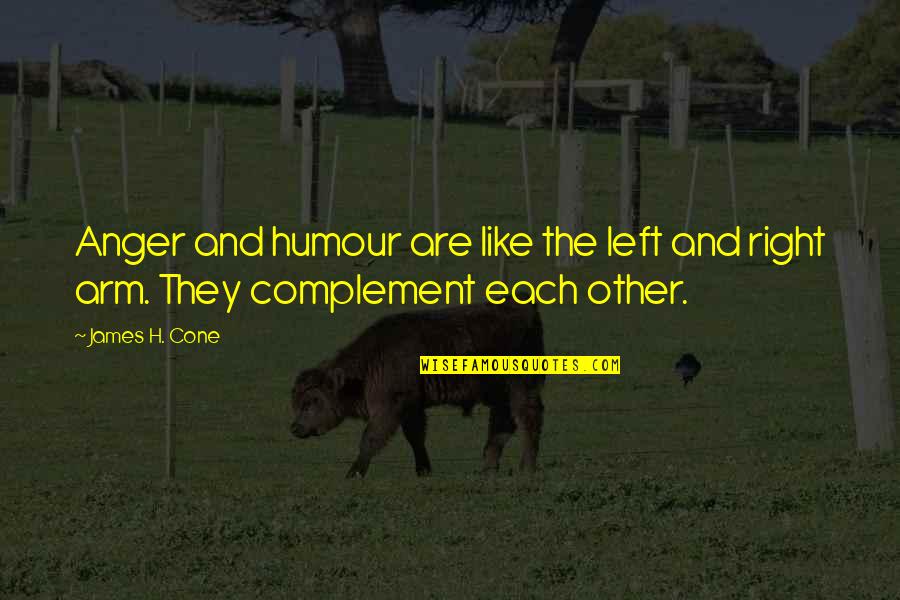 Complement Each Other Quotes By James H. Cone: Anger and humour are like the left and