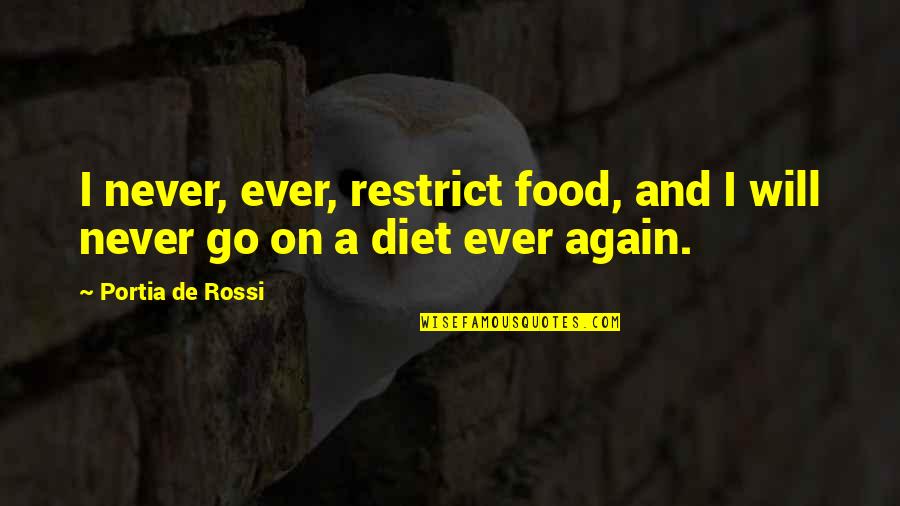 Complementar Quotes By Portia De Rossi: I never, ever, restrict food, and I will