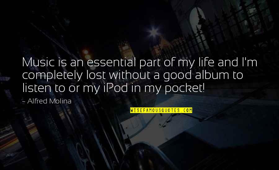 Completely Lost In Life Quotes By Alfred Molina: Music is an essential part of my life