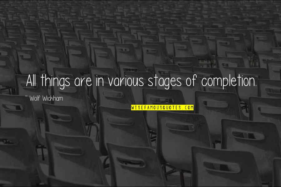 Completion Quotes By Wolf Wickham: All things are in various stages of completion.
