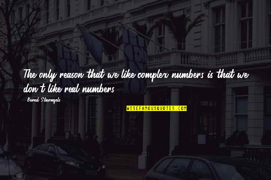Complex Numbers Quotes By Bernd Sturmfels: The only reason that we like complex numbers