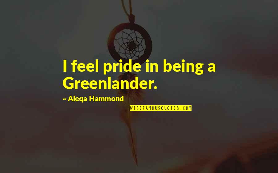 Complex Sentences Quotes By Aleqa Hammond: I feel pride in being a Greenlander.