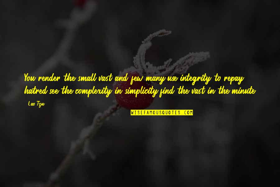 Complexity Quotes By Lao-Tzu: You render the small vast and few many,use