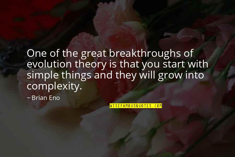 Complexity Theory Quotes By Brian Eno: One of the great breakthroughs of evolution theory