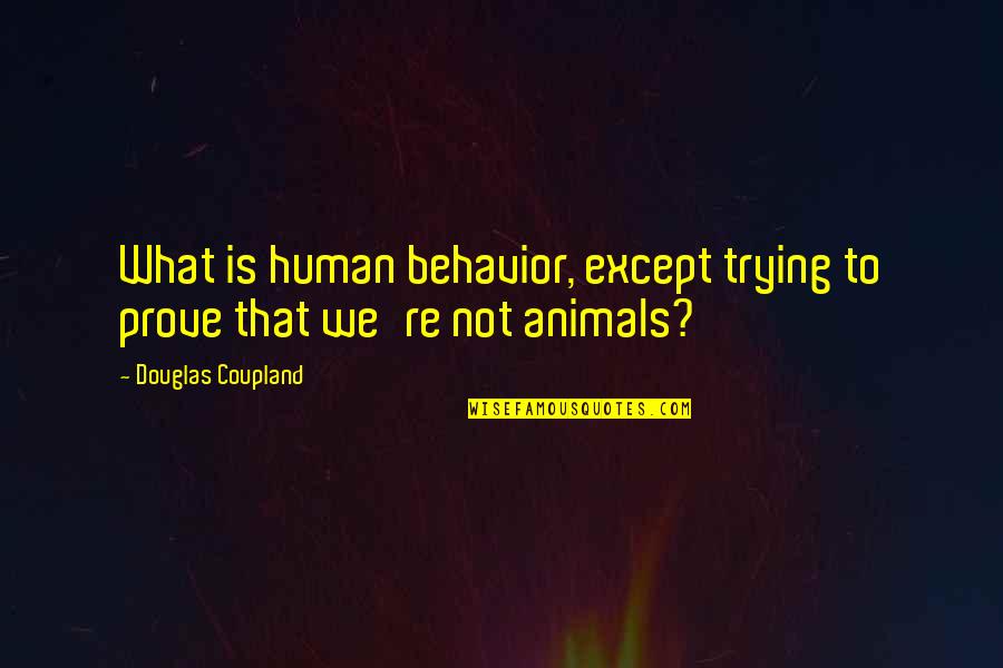 Complicated Sayings And Quotes By Douglas Coupland: What is human behavior, except trying to prove