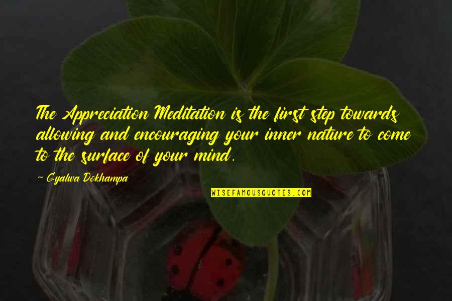 Componere Gallery Quotes By Gyalwa Dokhampa: The Appreciation Meditation is the first step towards