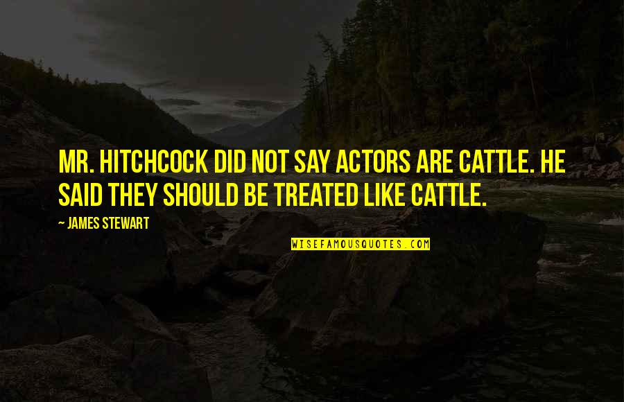 Composers Insult Quotes By James Stewart: Mr. Hitchcock did not say actors are cattle.