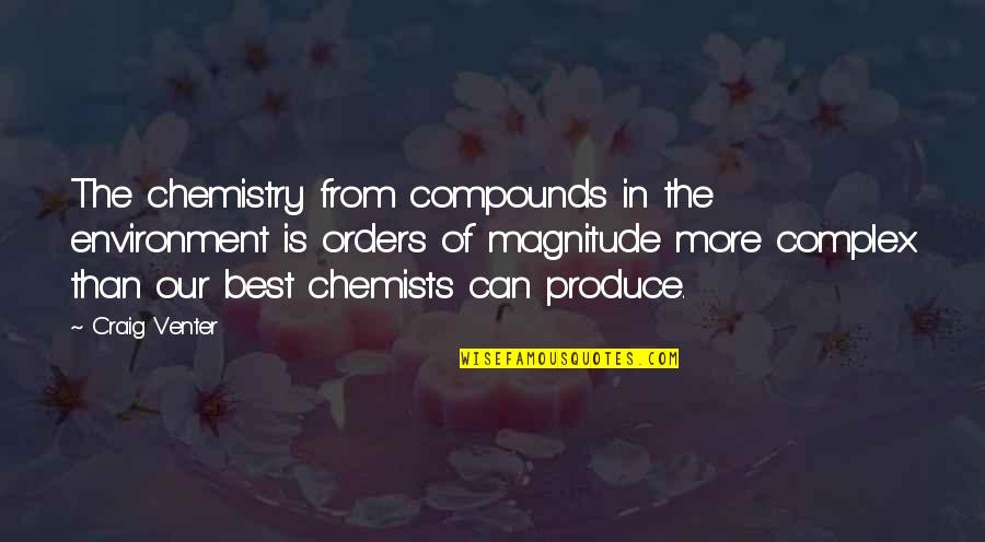 Compounds Quotes By Craig Venter: The chemistry from compounds in the environment is
