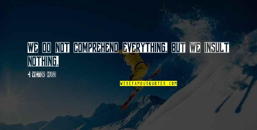 Comprehend Quotes By Victor Hugo: We do not comprehend everything, but we insult