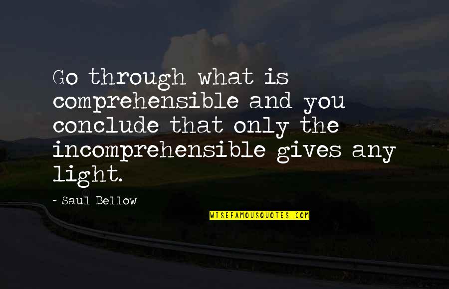 Comprehensible Quotes By Saul Bellow: Go through what is comprehensible and you conclude