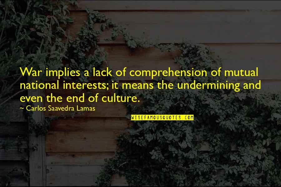 Comprehension Quotes By Carlos Saavedra Lamas: War implies a lack of comprehension of mutual