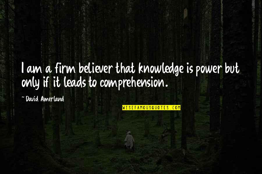 Comprehension Quotes By David Amerland: I am a firm believer that knowledge is