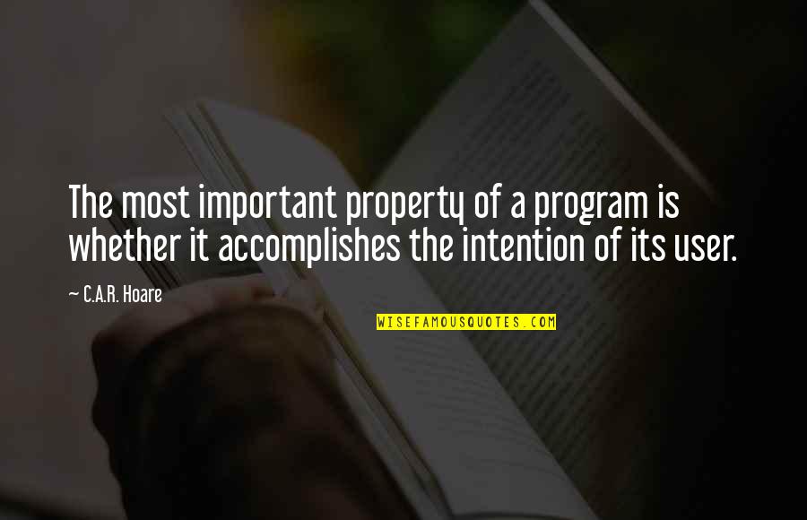 Computer Programming Quotes By C.A.R. Hoare: The most important property of a program is