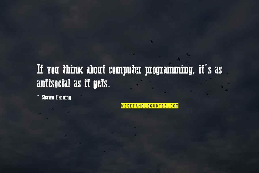 Computer Programming Quotes By Shawn Fanning: If you think about computer programming, it's as
