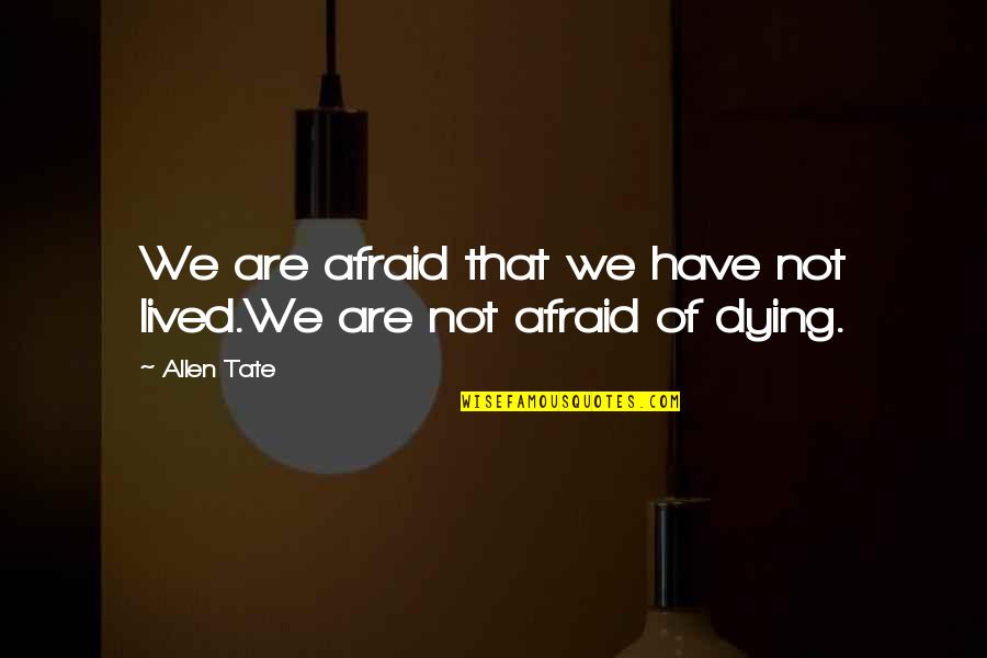 Comunicarii De Grup Quotes By Allen Tate: We are afraid that we have not lived.We