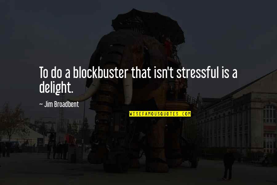 Comunista Significado Quotes By Jim Broadbent: To do a blockbuster that isn't stressful is