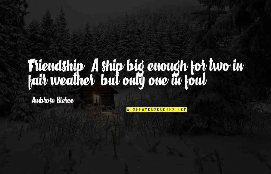 Concealed Handguns Quotes By Ambrose Bierce: Friendship: A ship big enough for two in