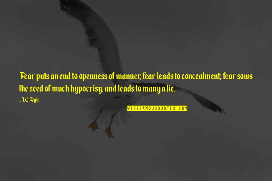 Concealment Quotes By J.C. Ryle: Fear puts an end to openness of manner;