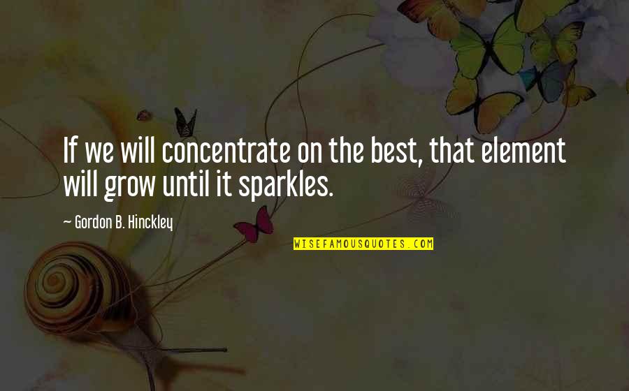 Concentrate Quotes By Gordon B. Hinckley: If we will concentrate on the best, that