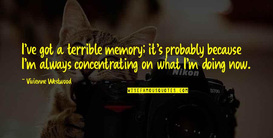 Concentrating Quotes By Vivienne Westwood: I've got a terrible memory; it's probably because