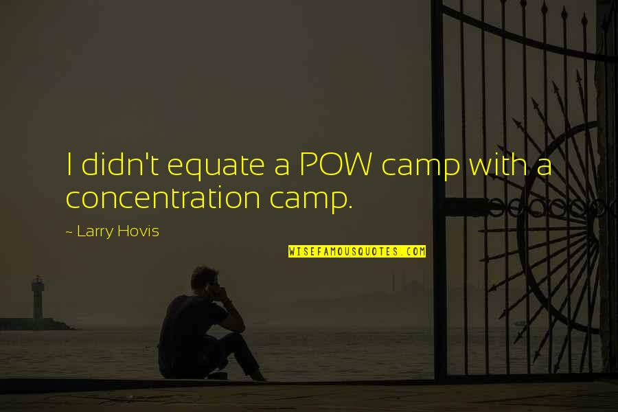 Concentration Camp Quotes By Larry Hovis: I didn't equate a POW camp with a