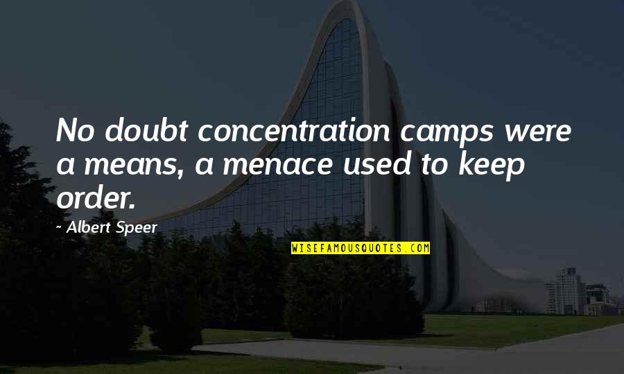 Concentration Quotes By Albert Speer: No doubt concentration camps were a means, a