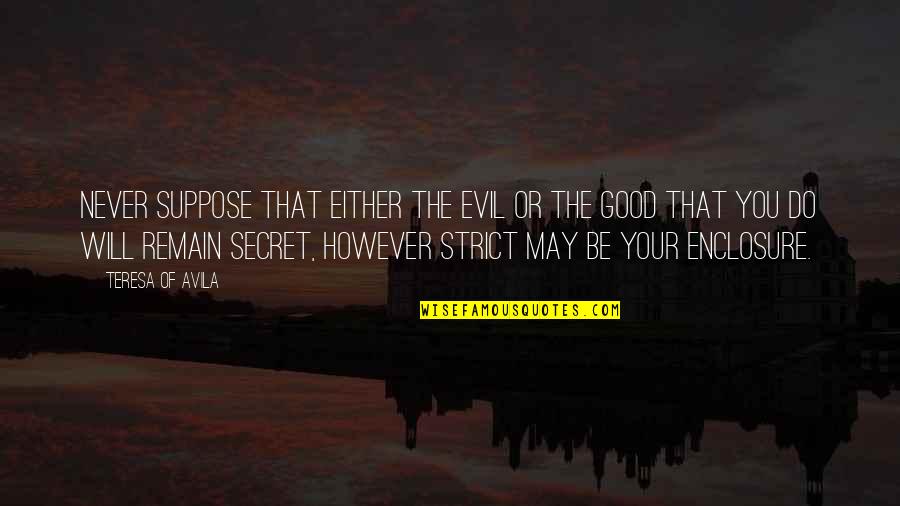 Conceptos Plasticos Quotes By Teresa Of Avila: Never suppose that either the evil or the