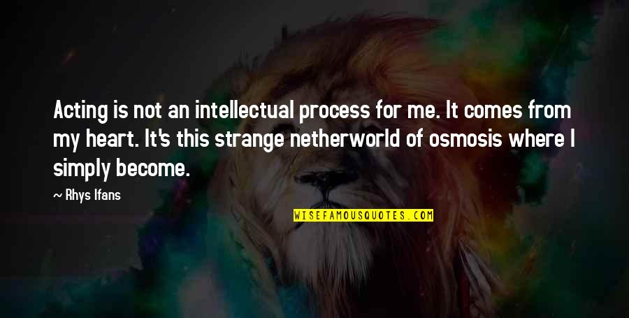 Conceptual Photography Quotes By Rhys Ifans: Acting is not an intellectual process for me.