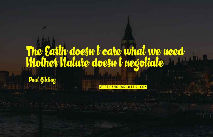 Conceptualism Artwork Quotes By Paul Gilding: The Earth doesn't care what we need; Mother