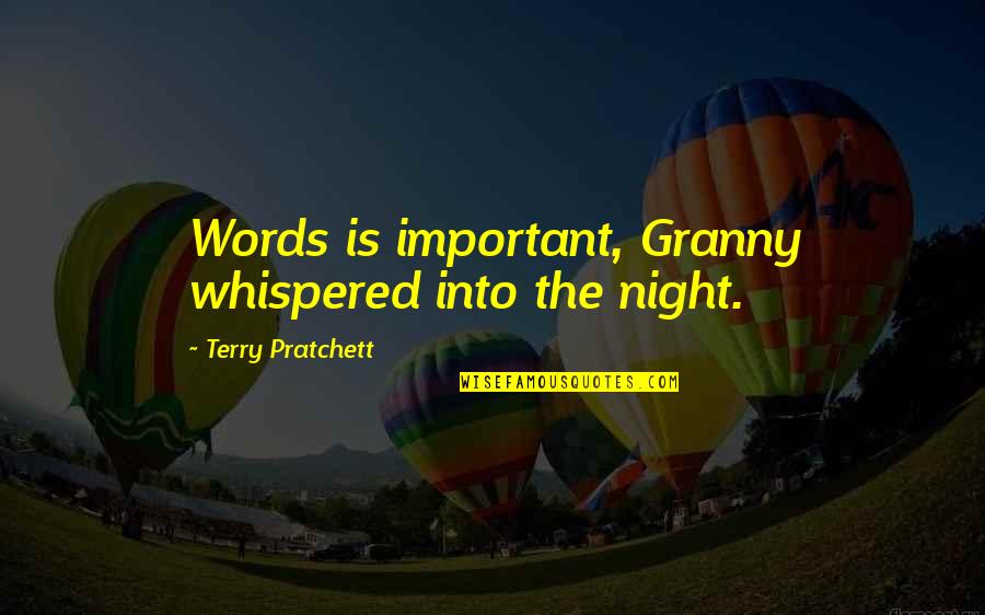 Conceptualized In My Mind Quotes By Terry Pratchett: Words is important, Granny whispered into the night.