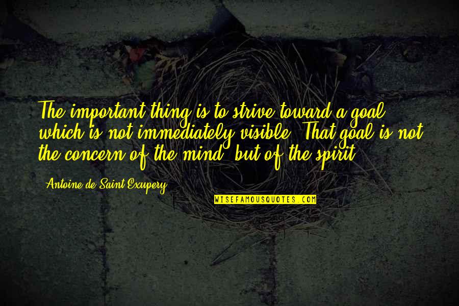 Concern Quotes By Antoine De Saint-Exupery: The important thing is to strive toward a
