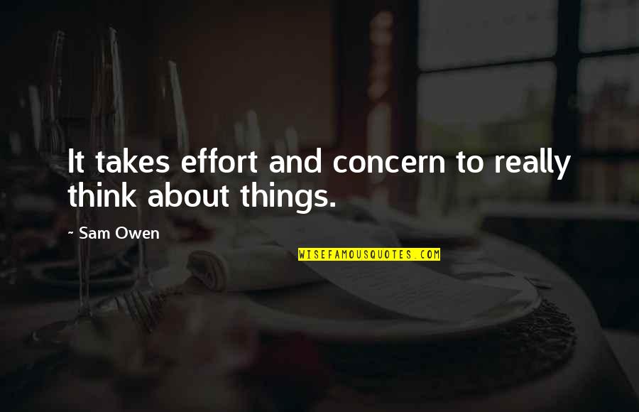 Concern Quotes By Sam Owen: It takes effort and concern to really think