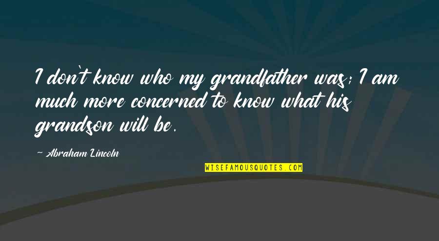 Concerned Quotes By Abraham Lincoln: I don't know who my grandfather was; I