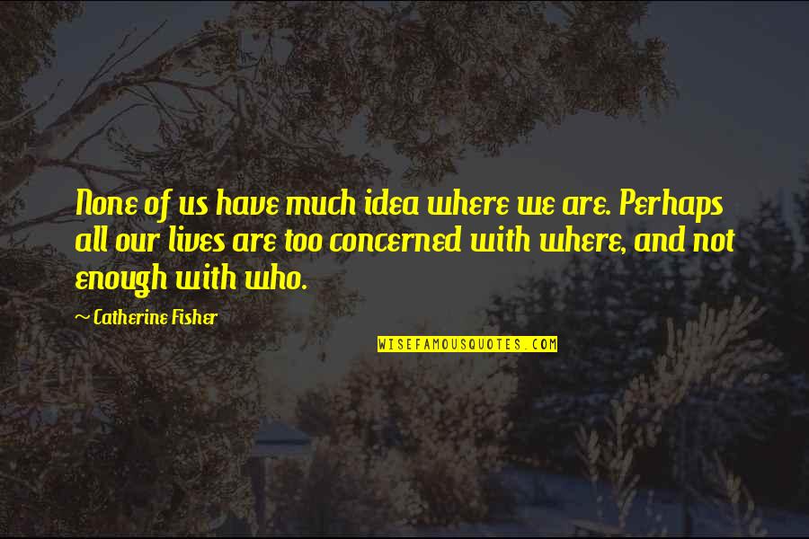 Concerned Quotes By Catherine Fisher: None of us have much idea where we