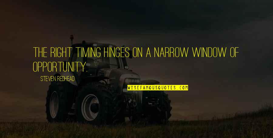 Conchitina Araneta Quotes By Steven Redhead: The right timing hinges on a narrow window Conchitina Araneta Quotes By Steven Redhead: The right timing hinges on a narrow window