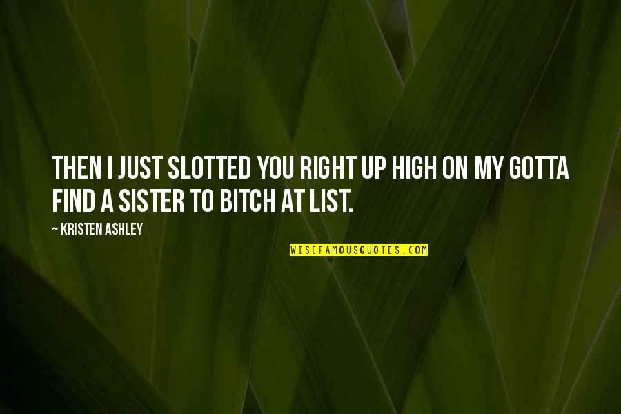 Concierto De Luis Quotes By Kristen Ashley: Then I just slotted you right up high
