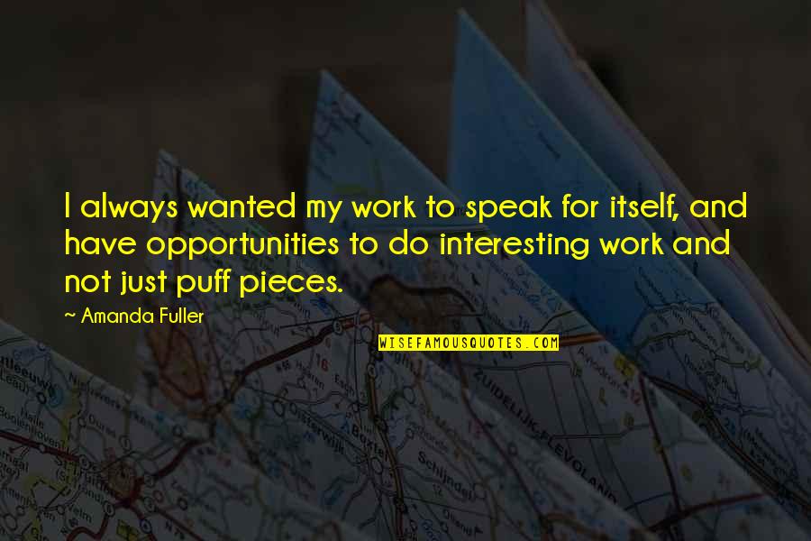 Concluding Quotes By Amanda Fuller: I always wanted my work to speak for