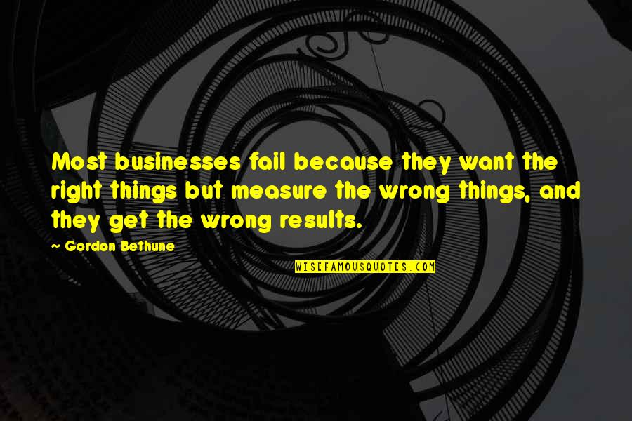 Concordancia Strong Quotes By Gordon Bethune: Most businesses fail because they want the right