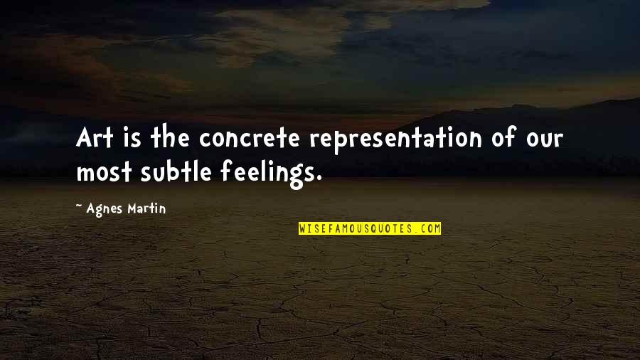 Concrete Art Quotes By Agnes Martin: Art is the concrete representation of our most