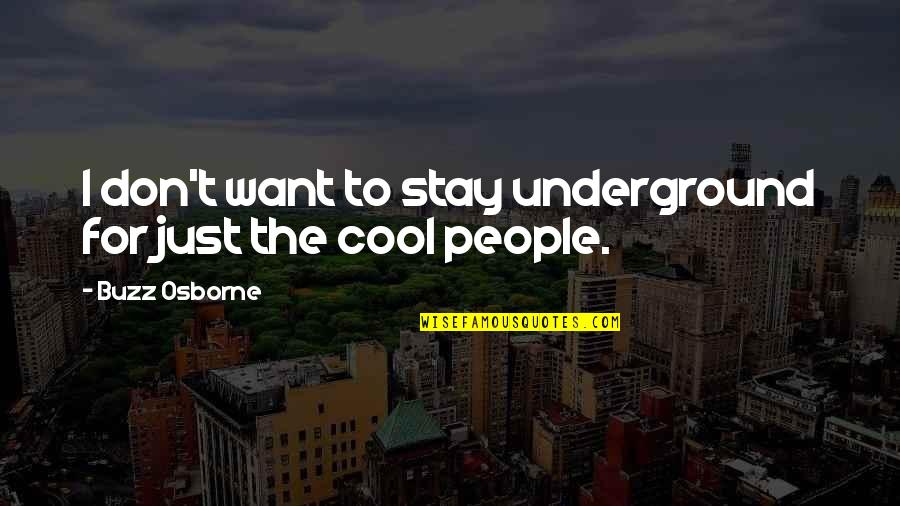 Concretization And Literature Quotes By Buzz Osborne: I don't want to stay underground for just Concretization And Literature Quotes By Buzz Osborne: I don't want to stay underground for just