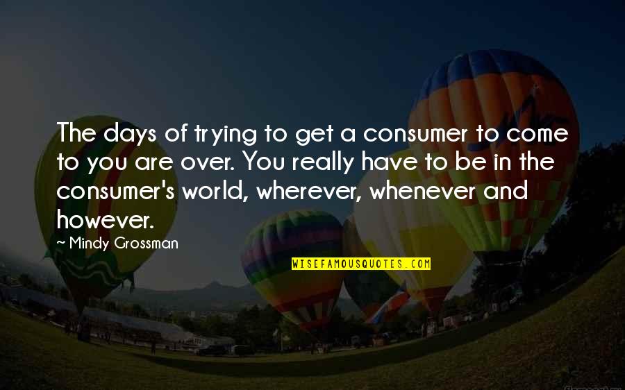 Condeiul Portaret Quotes By Mindy Grossman: The days of trying to get a consumer Condeiul Portaret Quotes By Mindy Grossman: The days of trying to get a consumer