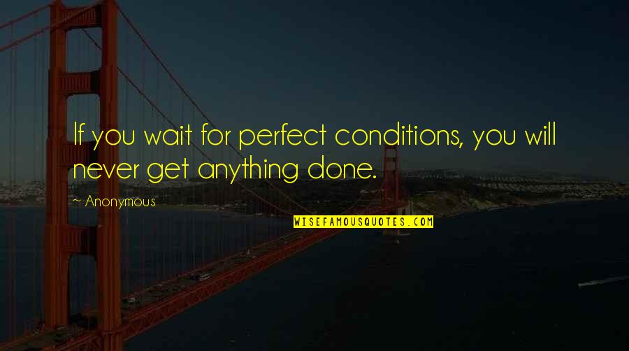 Conditions Quotes By Anonymous: If you wait for perfect conditions, you will